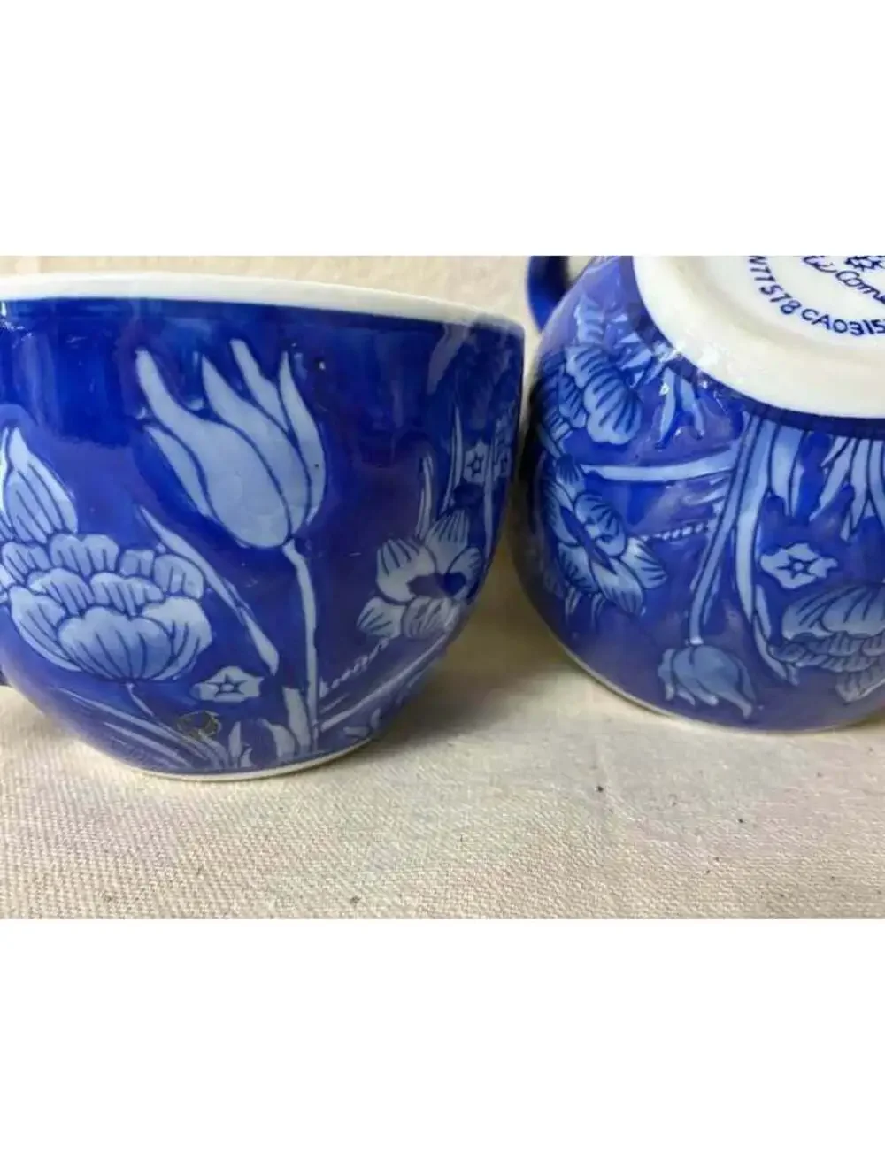blue floral oversize mugs by April Cornell